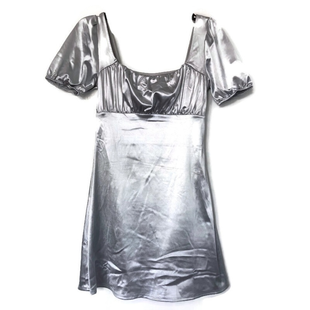 H&M | Mini Dress Silver Size S Puffed Sleeves